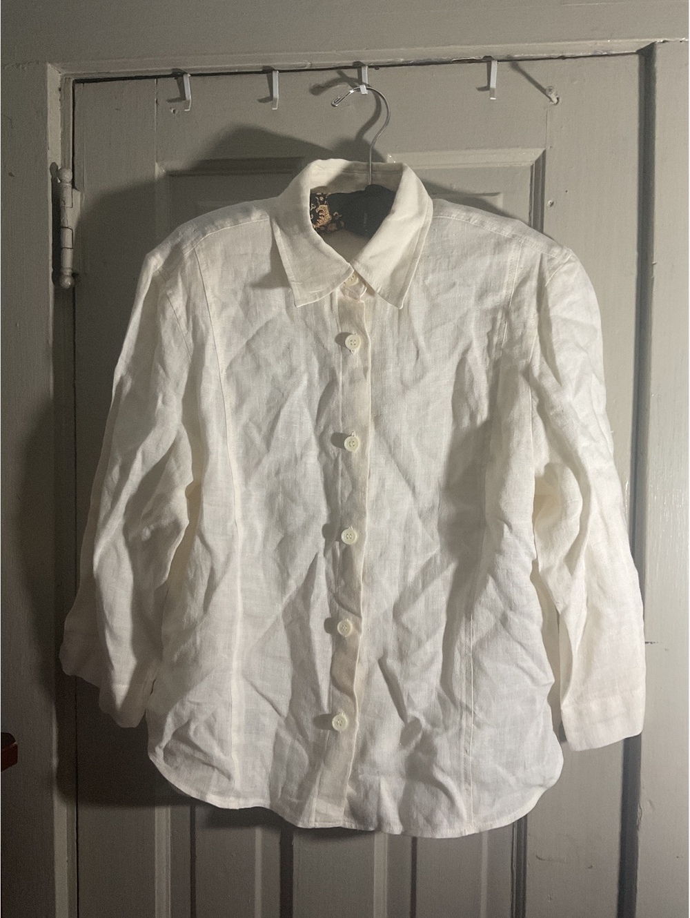Hammer Womenswear Classic Cream Button-Up Linen Shirt  Large